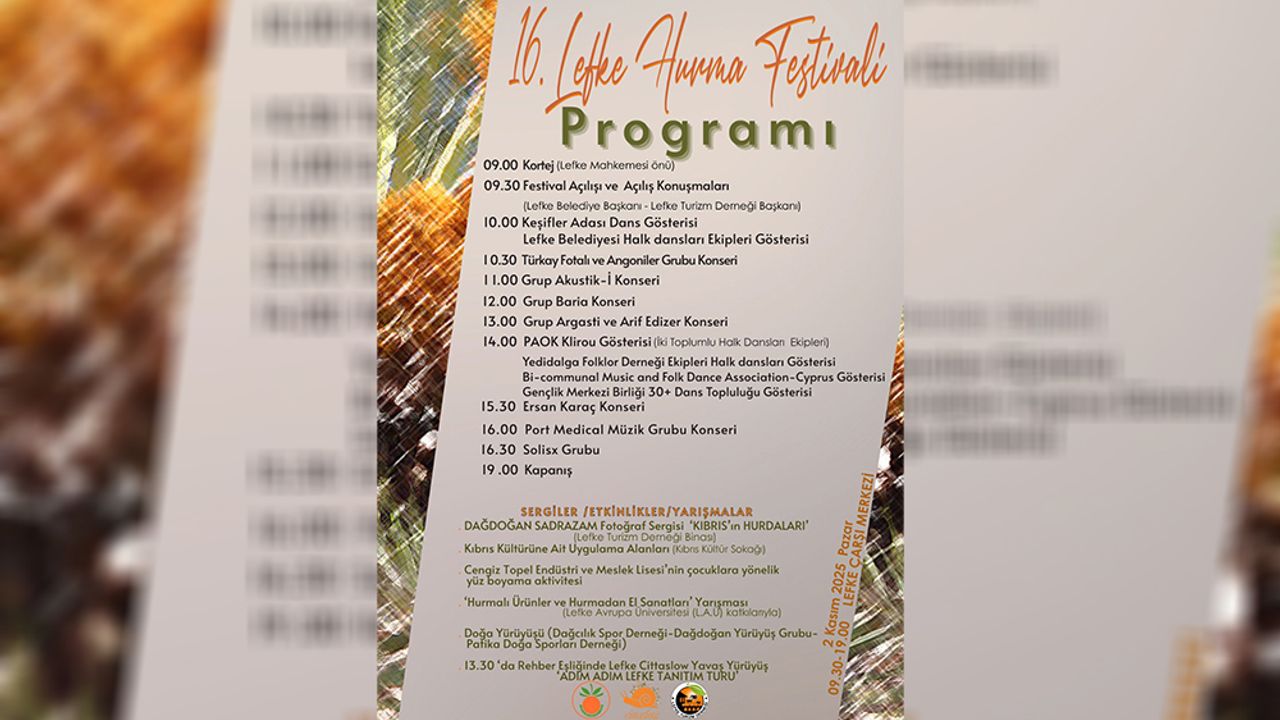 16. Lefke Hurma Festivali Pazar günü yapılıyor
