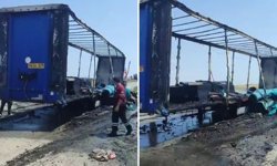 Seyir halindeki tır dorsesinde yangın…