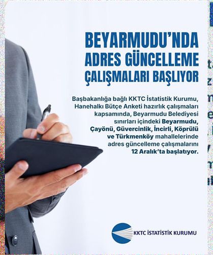 İstatistik Kurumu, Beyarmudu'nda adres güncelleme çalışmalarına yarın başlıyor