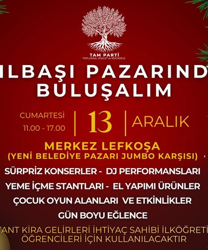 TAM Parti, cumartesi günü Merkez Lefkoşa’da Yılbaşı Dayanışma Pazarı düzenleyecek