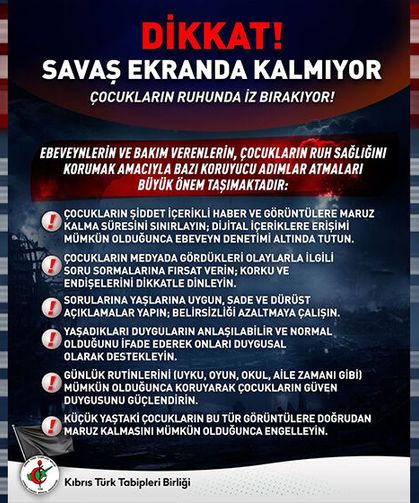 KTTB: “Savaş görüntüleri çocukların ruh sağlığını olumsuz etkileyebilir”