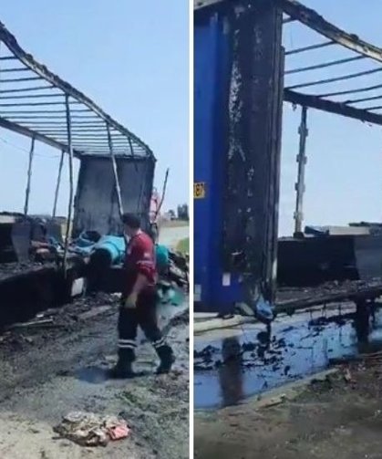 Seyir halindeki tır dorsesinde yangın…