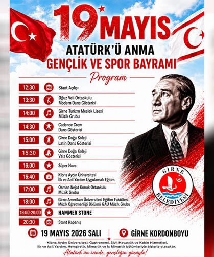 19 Mayıs Atatürk’ü Anma, Gençlik ve Spor Bayramı Girne'de etkinliklerle kutlanacak