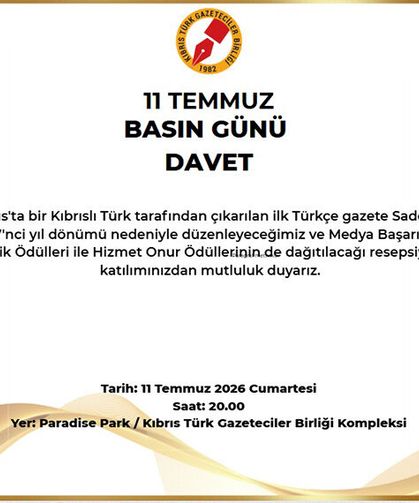 Gazeteciler Birliği, 11 Temmuz Basın Günü dolayısıyla cumartesi günü resepsiyon düzenleyecek