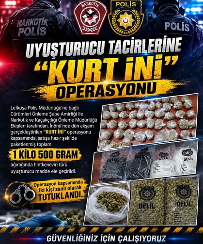 Polisten “Kurt İni” operasyonu: 1,5 kilo uyuşturucu ele geçirildi
