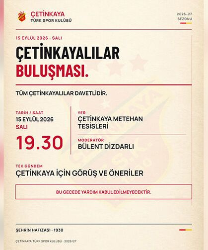 Çetinkaya Camiası “Çetinkayalılar Buluşması Ve Kokteyli’nde” Bir Araya Geliyor