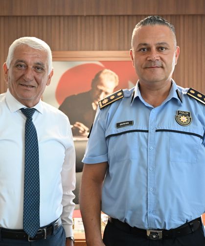 Güzelyurt Polis Müdürü Hüseyin Kafa, Güzelyurt Belediye Başkanı Özçınar’ı ziyaret etti