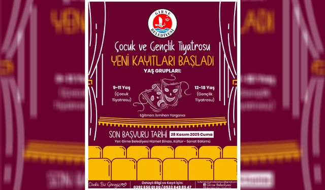 Girne Belediyesi Çocuk ve Gençlik Tiyatrosu için yeni kayıt dönemi başladı
