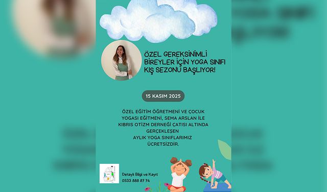 Özel gereksinimli bireyler için yoga kursları cumartesi günü başlıyor