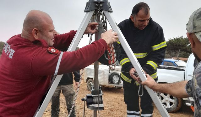 Kuyuya düşen av köpeği itfaiye ekipleri tarafından kurtarıldı