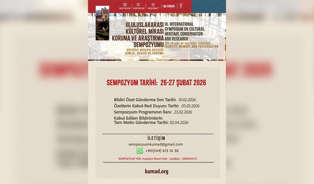 “3. Uluslararası Kültürel Mirası Koruma ve Araştırma Sempozyumu” 26-27 Şubat’ta yapılacak