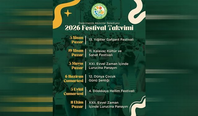 Değirmenlik Akıncılar Belediyesi festival takvimini açıkladı