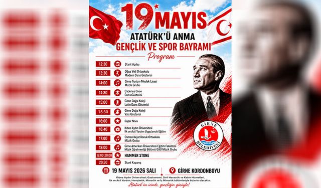 19 Mayıs Atatürk’ü Anma, Gençlik ve Spor Bayramı Girne'de etkinliklerle kutlanacak