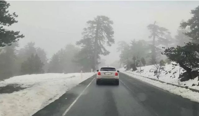 Trodos Dağları’nda mayıs ayında kar sürprizi