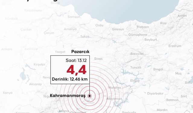 Kahramanmaraş'ta 4,4 büyüklüğünde deprem