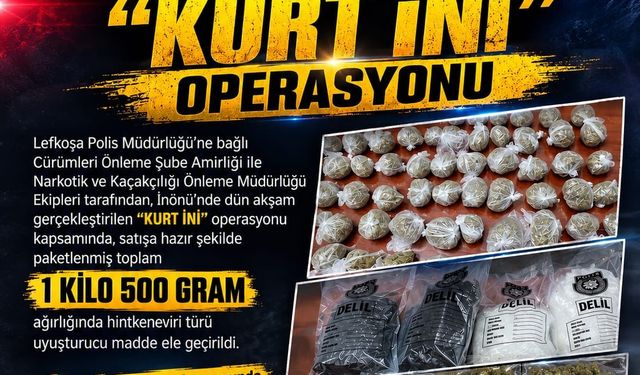 Polisten “Kurt İni” operasyonu: 1,5 kilo uyuşturucu ele geçirildi