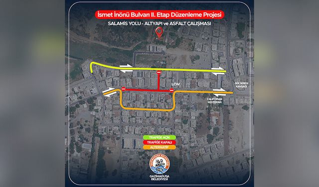 Gazimağusa Belediyesi kentteki bazı güzergahların yarından itibaren trafik akışına kapatılacağını duyurdu