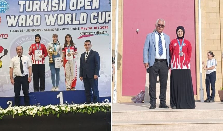 Kick boks dünya ikincisi Hala Sultan İlahiyat Koleji öğrencisi Emine Öksüz