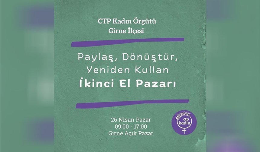 CTP Kadın Örgütü pazar günü Girne’de ikinci el eşya standı açacak