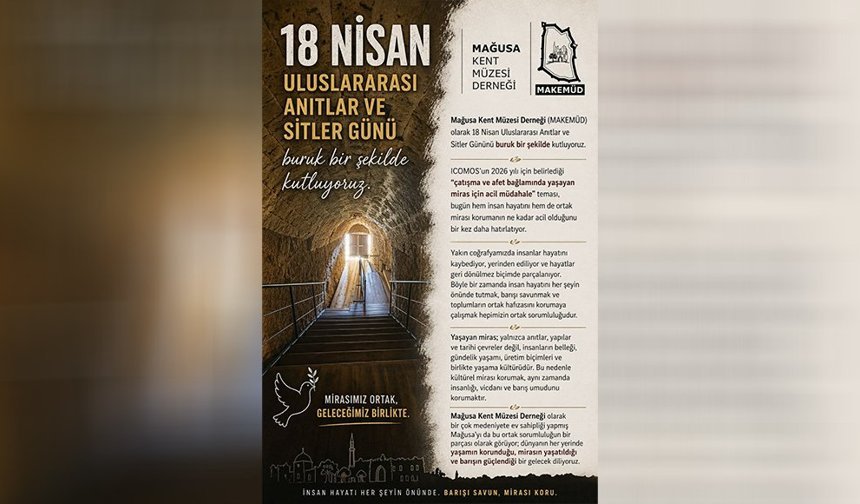 MAKEMÜD, 18 Nisan Uluslararası Anıtlar ve Sitler Günü’nü nedeniyle mesaj yayımladı