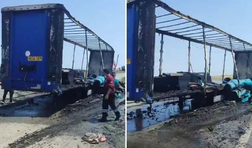 Seyir halindeki tır dorsesinde yangın…