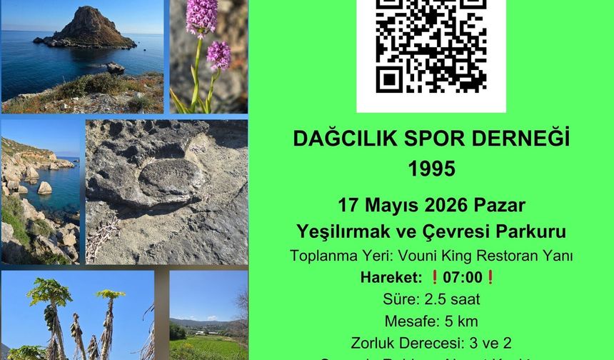 Dağcılık Spor Derneği tarafından pazar günü Yeşilırmak ve çevresinde yürüyüş düzenlenecek