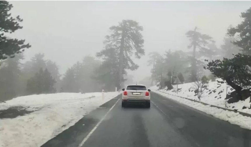 Trodos Dağları’nda mayıs ayında kar sürprizi