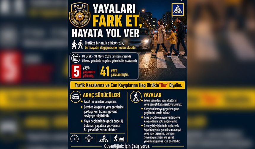 Polisten “Trafikte yayaları fark et, hayata yol ver” çağrısı…