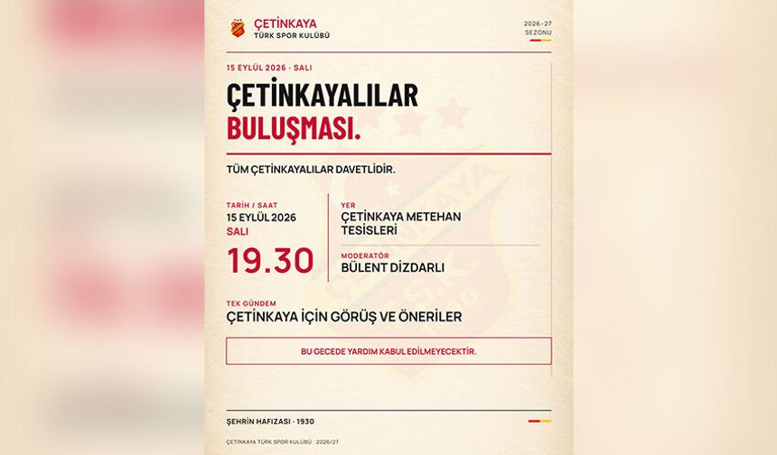 Çetinkaya Camiası “Çetinkayalılar Buluşması Ve Kokteyli’nde” Bir Araya Geliyor
